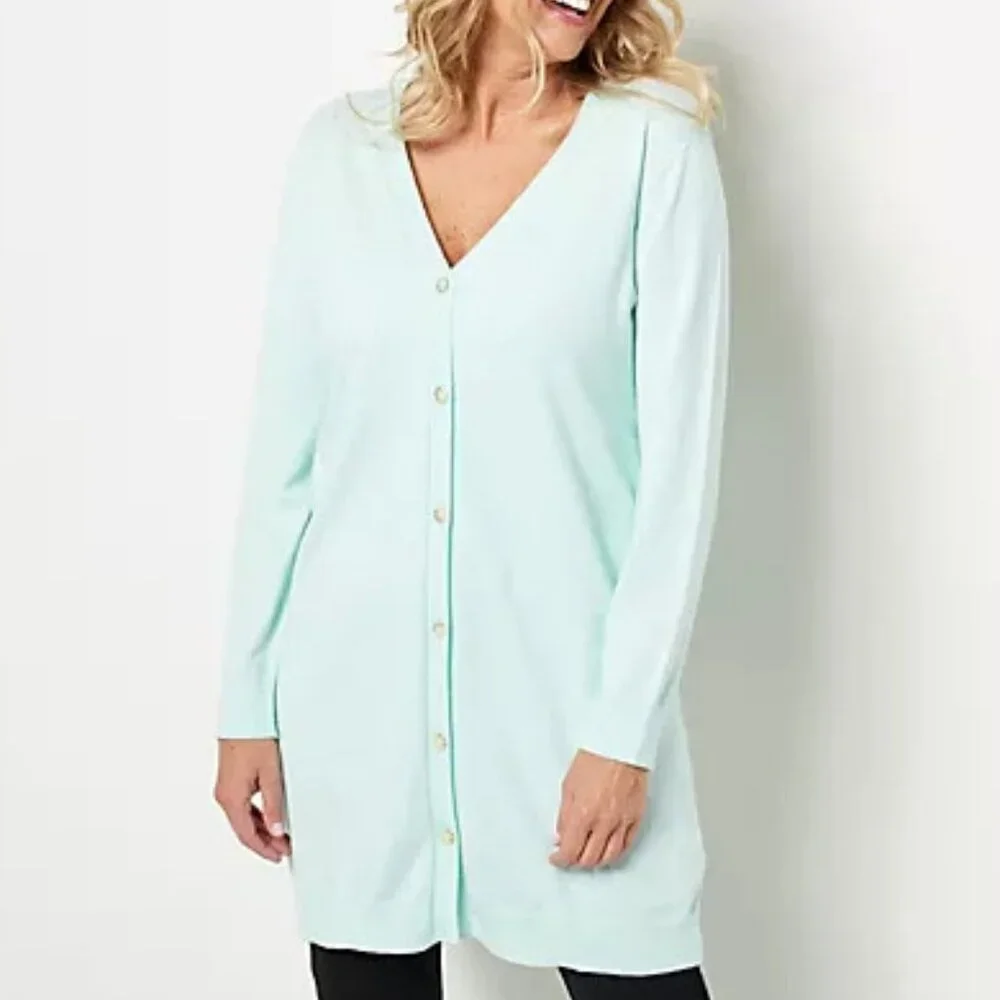 NAADAM Cotton Cashmere Cardigan M Sweater Pale Green Sea Foam Long Line Duster - Picture 1 of 8